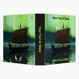 Viking Ship Under Northern Lights Binder