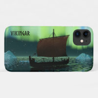 Viking Ship Under Northern Lights