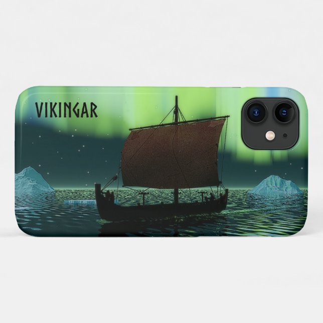 Viking Ship Under Northern Lights Case-Mate iPhone Case (Back (Horizontal))