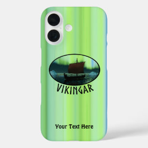 Viking Ship Under Northern Lights iPhone 16 Case