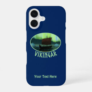 Viking Ship Under Northern Lights iPhone 16 Case
