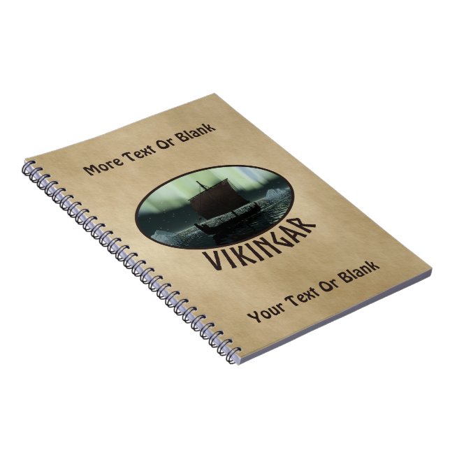 Viking Ship Under Northern Lights Notebook (Right Side)