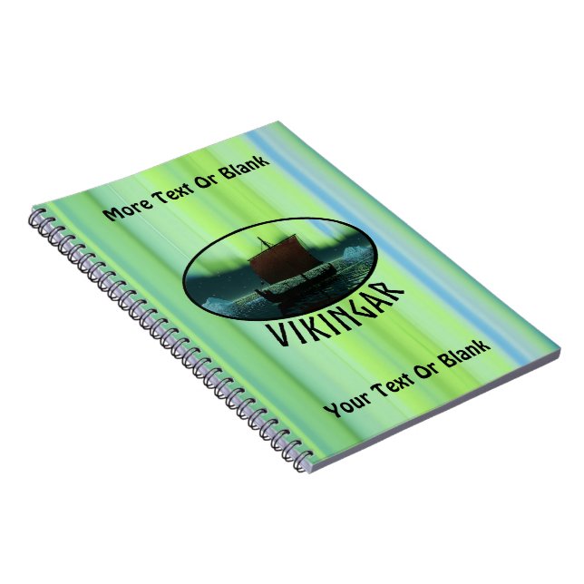 Viking Ship Under Northern Lights Notebook (Right Side)