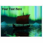 Viking Ship Under Northern Lights Photo Sculpture Magnet<br><div class="desc">A slightly stylized image of a Viking longship sailing at night under the Northern Lights,  there a couple of icebergs; most of the crew is asleep. Add your own text.</div>