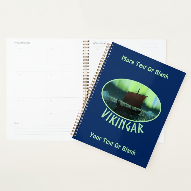 Viking Ship Under Northern Lights Planner (Display)