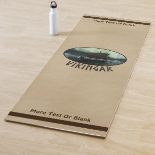 Viking Ship Under Northern Lights Yoga Mat