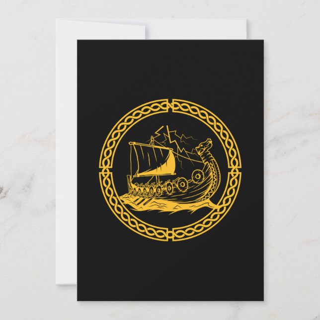 Viking Ship Warrior Valhalla Norse Mythology Gift Invitation (Front)
