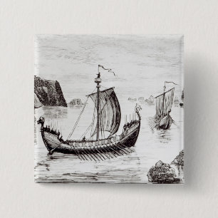 Viking Ships 2 Inch Square Button