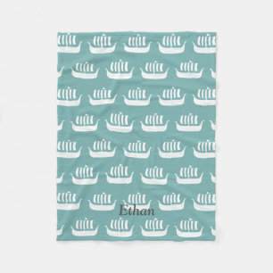 Viking ships fleece blanket