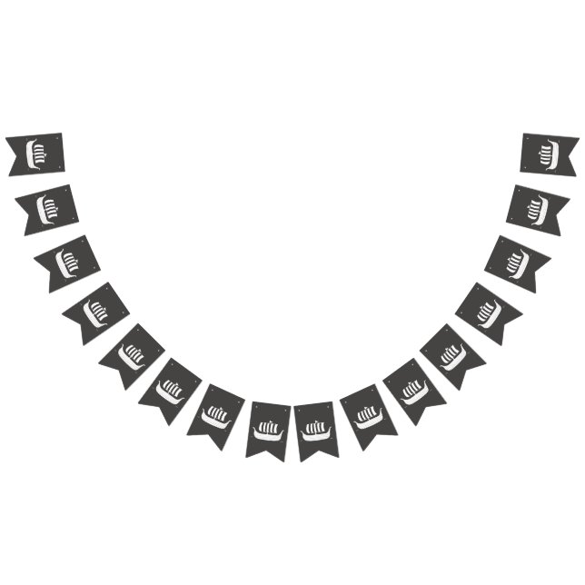 Viking ships longboats w/custom background colour bunting flags (All)