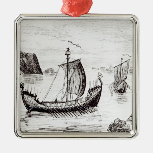 Viking Ships Metal Ornament (Front)