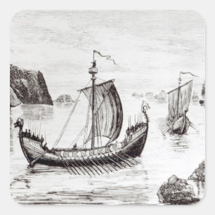 Viking Ships Square Sticker