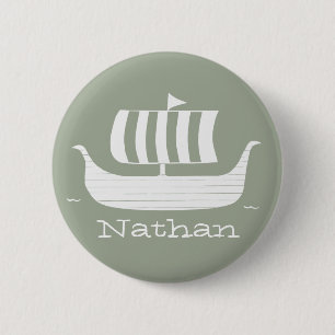 Viking ships with custom background colour 2 inch round button