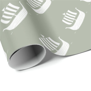 Viking ships with custom background colour wrapping paper