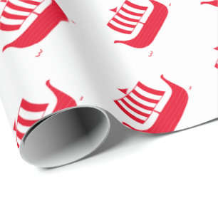Viking ships with customizable color wrapping paper