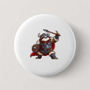 viking sloth Oversized T-Shirt 2 Inch Round Button