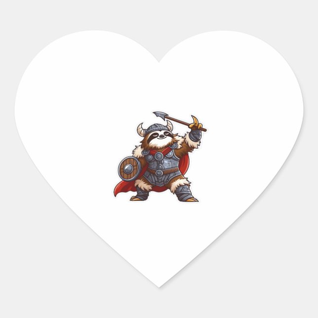 viking sloth Oversized T-Shirt Heart Sticker (Front)