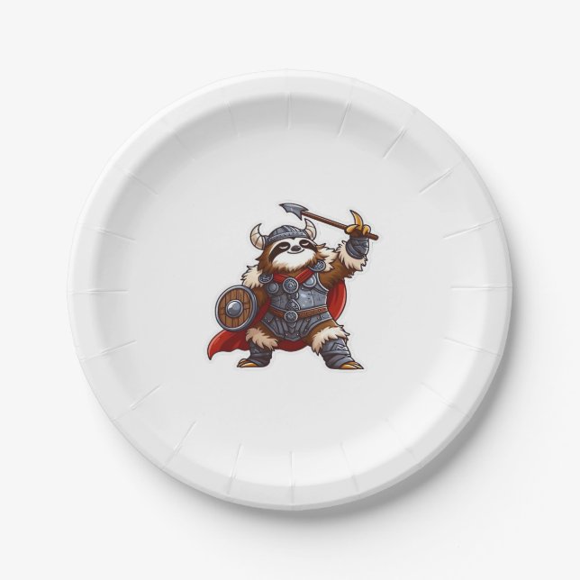 viking sloth Oversized T-Shirt Paper Plate (Front)