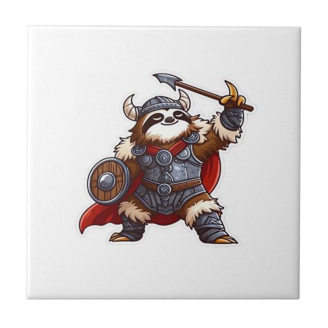 viking sloth Oversized T-Shirt Tile (Front)