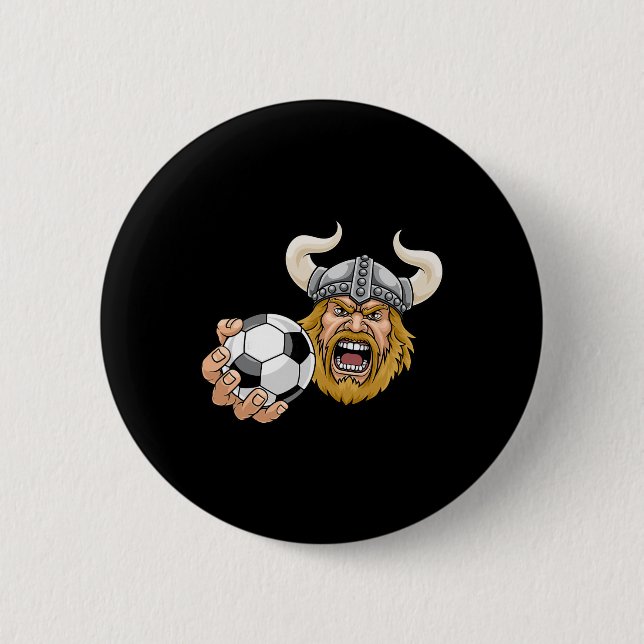 Viking Soccer Ll Cartoon Character Man  2 Inch Round Button (Front)
