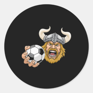 Viking Soccer Ll Cartoon Character Man Classic Round Sticker