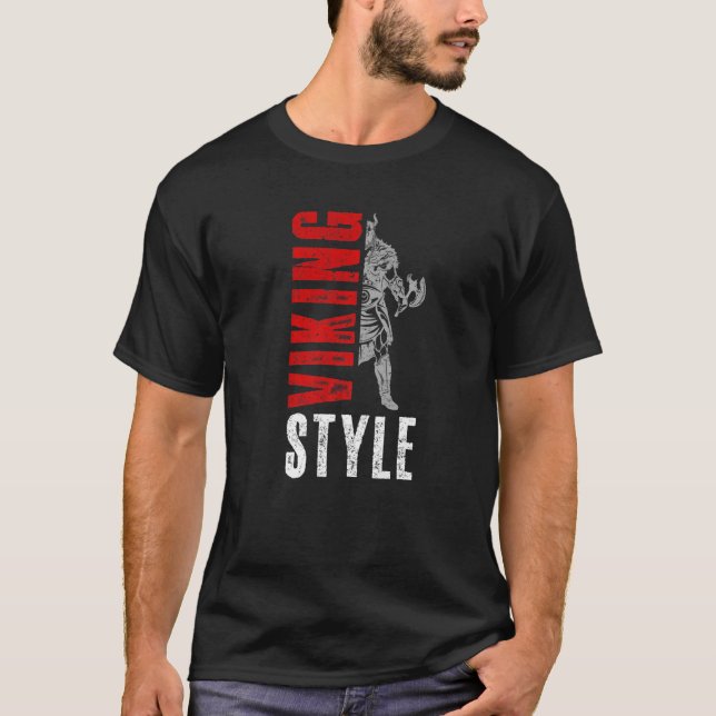 Viking Style Warrior Odin Workout Nordic Valhalla T-Shirt (Front)
