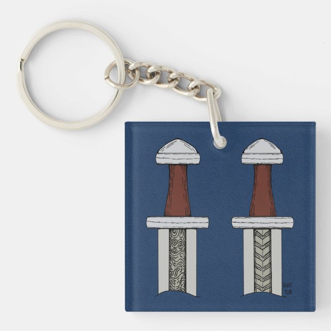 Viking Sword Pattern Welding Keychain (Front)