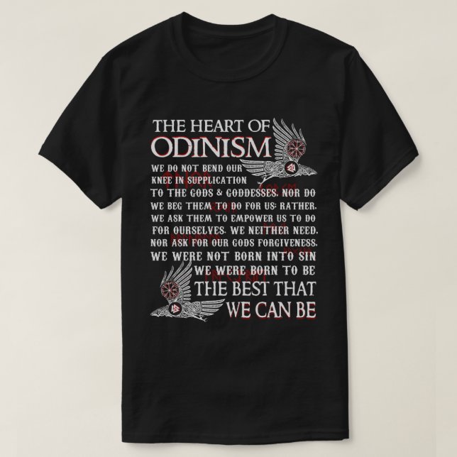 Viking The Heart Of Odinism Raven T-Shirt (Design Front)