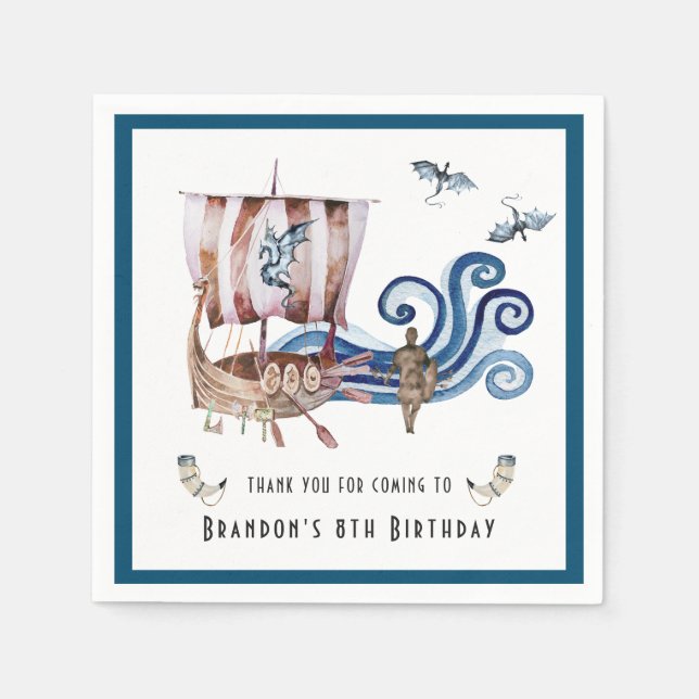 Viking Themed Birthday Party  Napkin (Front)