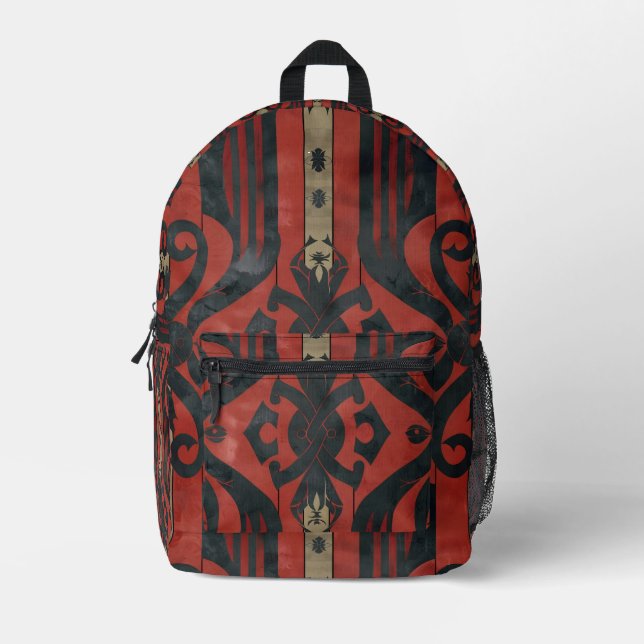 Viking Themed Intricate Pattern Printed Backpack (Front)