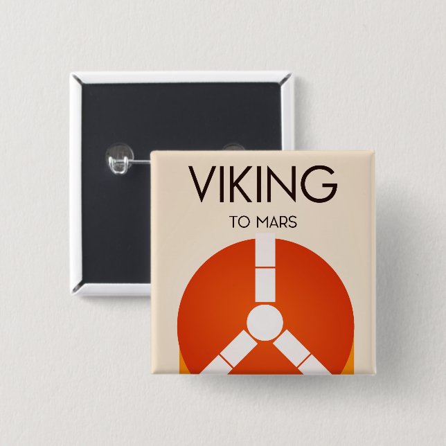 Viking to Mars Space Art 2 Inch Square Button (Front & Back)