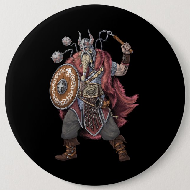 Viking Warrior 6 Inch Round Button (Front)