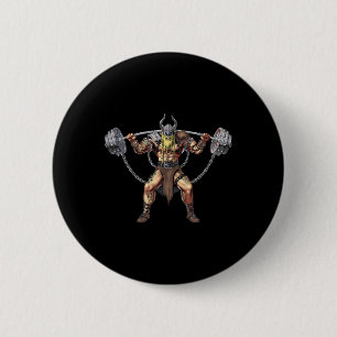 Viking Warrior Bodybuilding Gym Weightlifting Powe 2 Inch Round Button