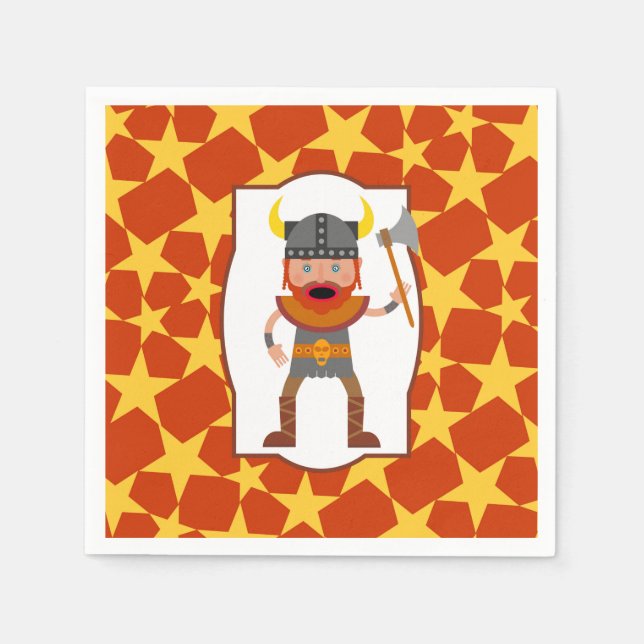 Viking Warrior Boy Birthday Party Napkin (Front)