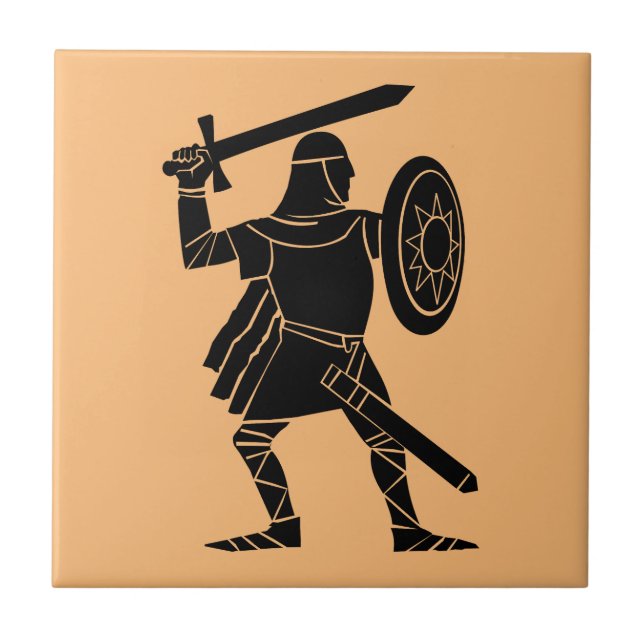 Viking Warrior Ceramic Tile – Bold Vintage Art (Front)