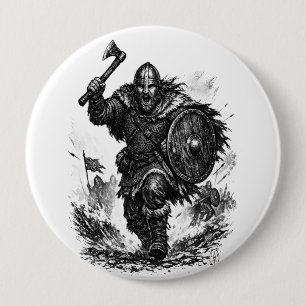 Viking Warrior Charge – Ink Battle 4 Inch Round Button