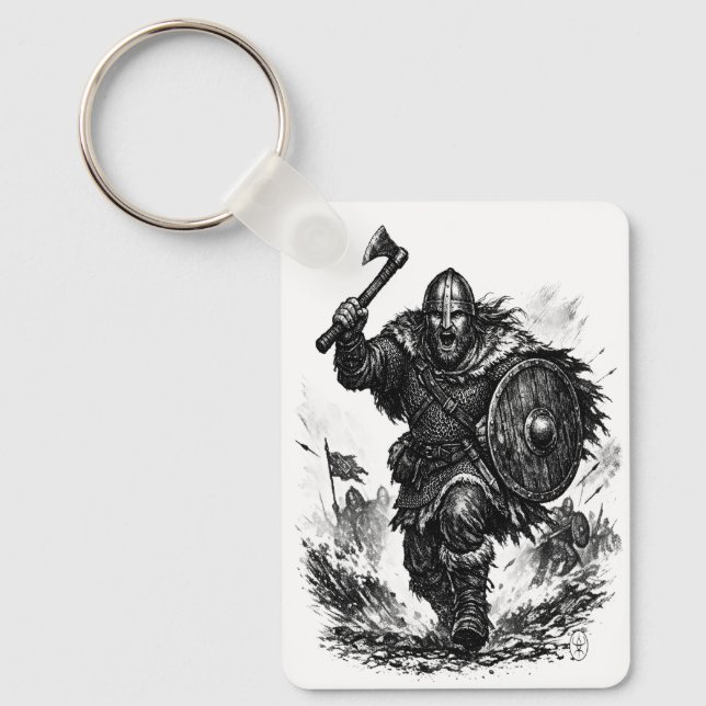 Viking Warrior Charge – Ink Battle Keychain (Front)