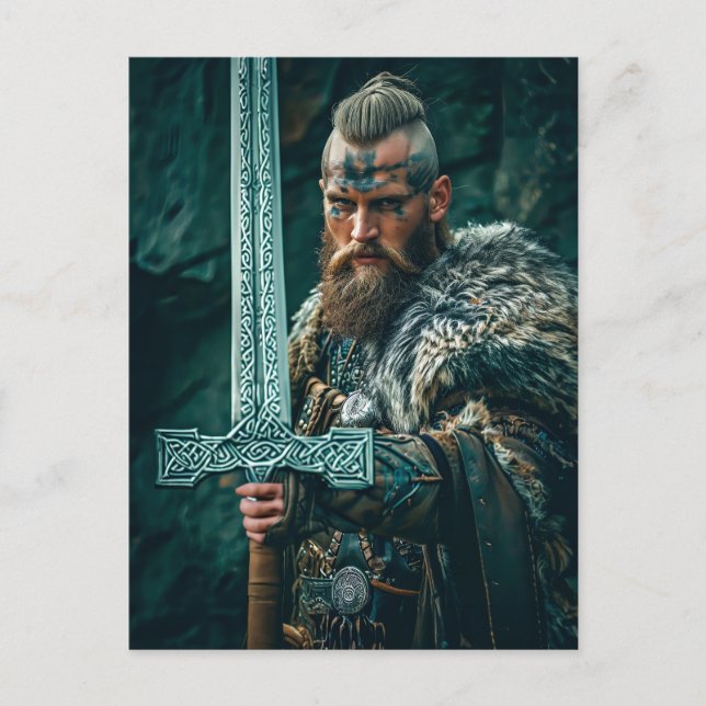 Viking Warrior in Authentic Attire Postcard (Front)