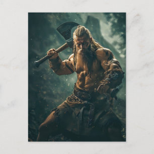 Viking Warrior in Authentic Attire Postcard
