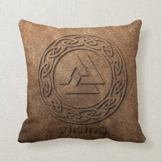 Viking Warrior Leather Print Throw Pillow