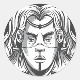 Viking Warrior - Norse Woman Classic Round Sticker
