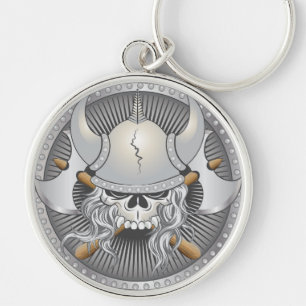 Viking Warrior Skull Keychain