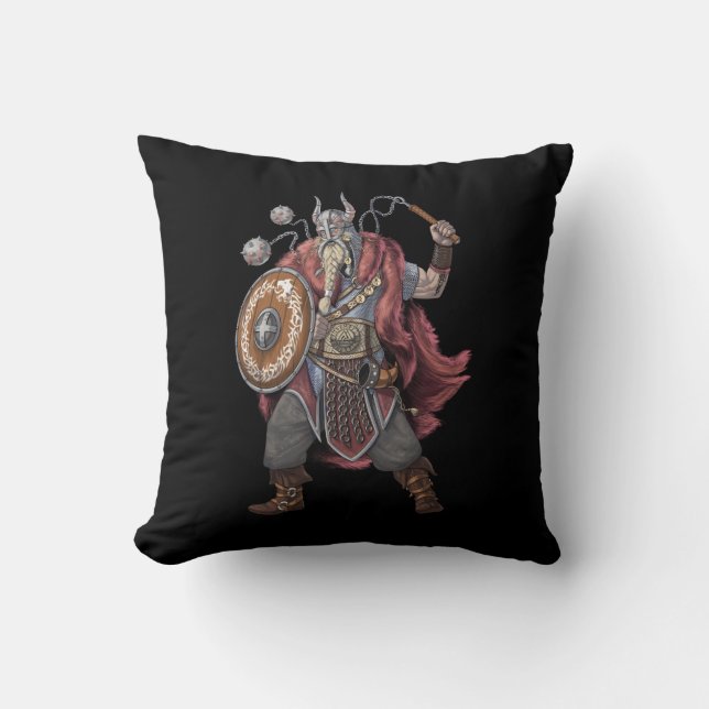 Viking Warrior Throw Pillow (Front)