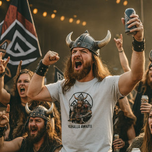 Viking Warrior Valhalla Awaits Valknut Graphic T-Shirt