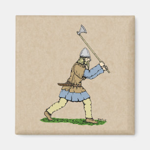 Viking Warrior Wielding Broad-Axe Magnet