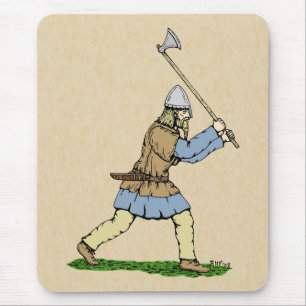 Viking Warrior Wielding Broad-Axe Mouse Pad