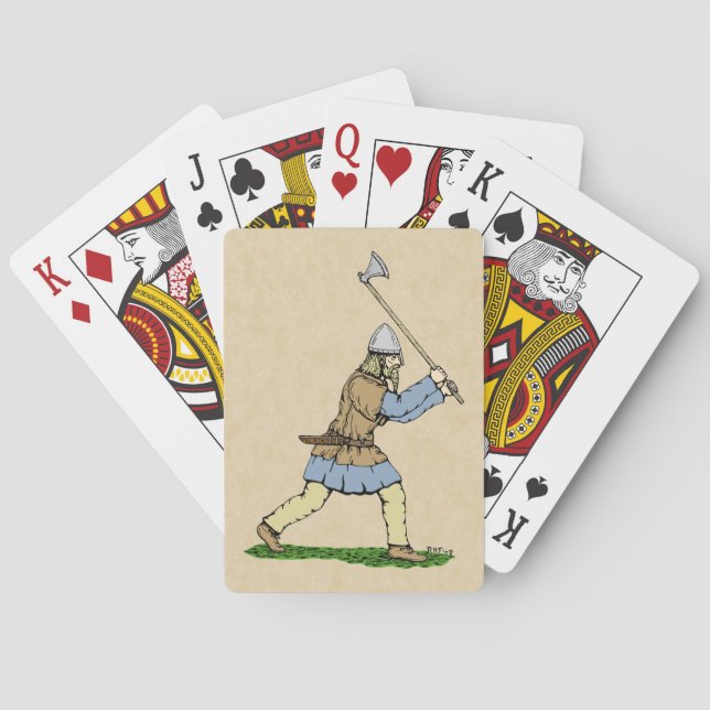 Viking Warrior Wielding Broad-Axe Playing Cards (Back)