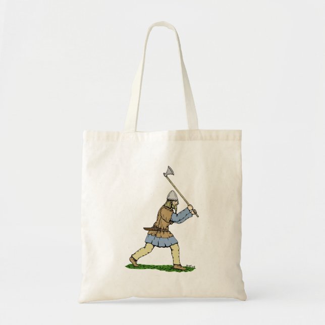 Viking Warrior Wielding Broad-Axe Tote Bag (Front)