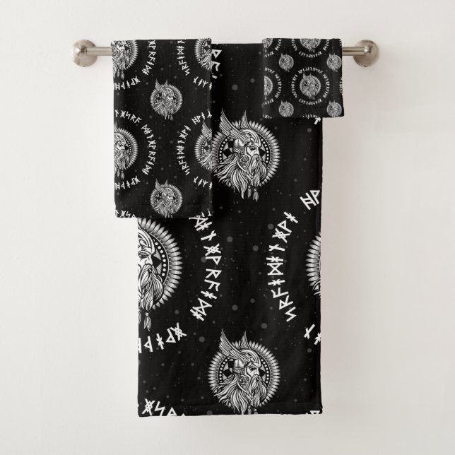 Viking Warrior Winged Helmet Bath Towel Set (Insitu)