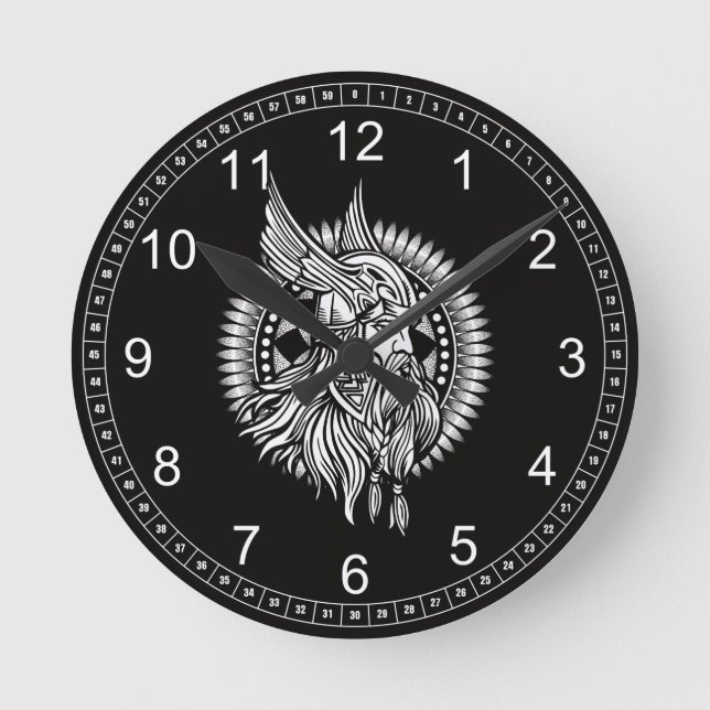 Viking Warrior Winged Helmet Round Clock (Front)